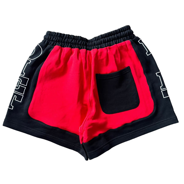 Red French Terry Row Shorts