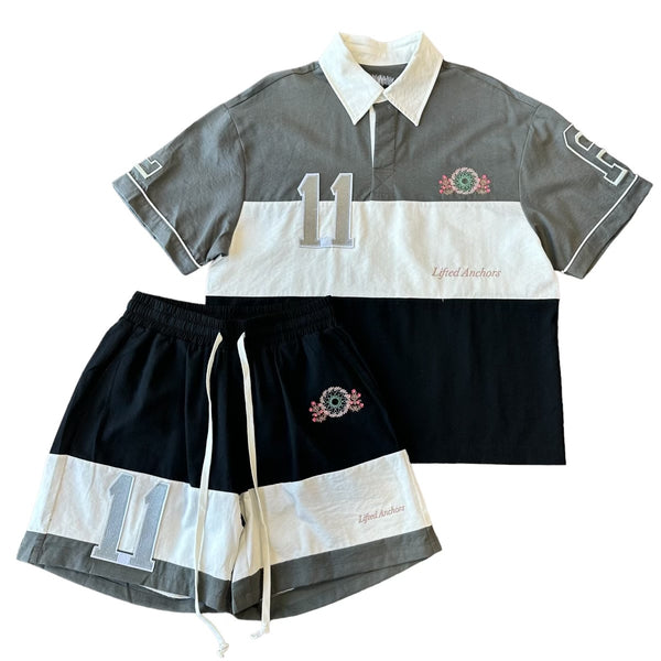 Grey Rugby Polo Short Set