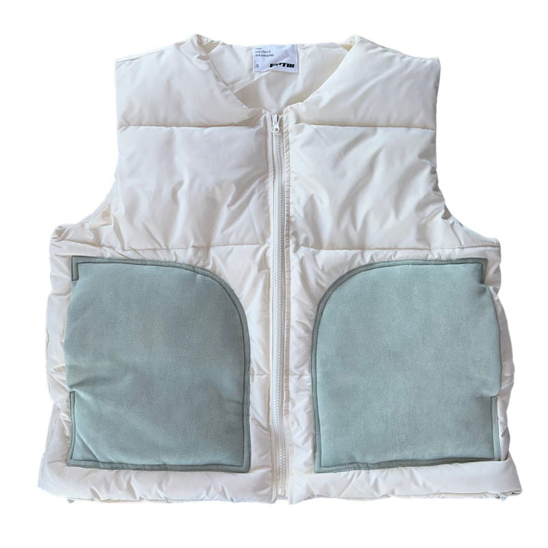 Cream Contrast Puffer Vest