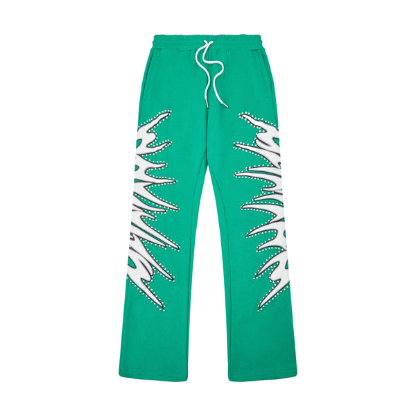 Green Misfit Studded Flare Sweat