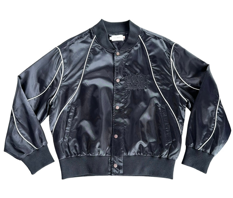 Black Satin Bomber Jacket