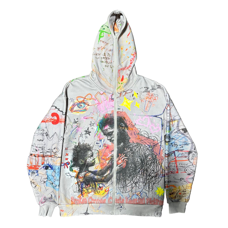 Grey Broken Crayons Hoodie