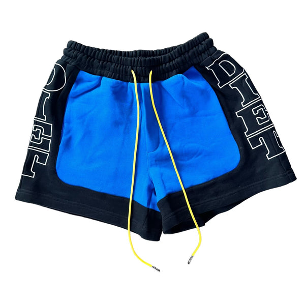 Blue French Terry Row Shorts