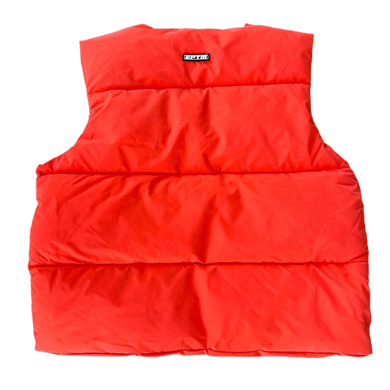 Orange Contrast Puffer Vest