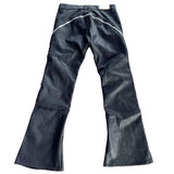 Leather Zippper Flare Pants