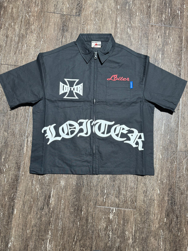 Black Loiter Zip Shirt