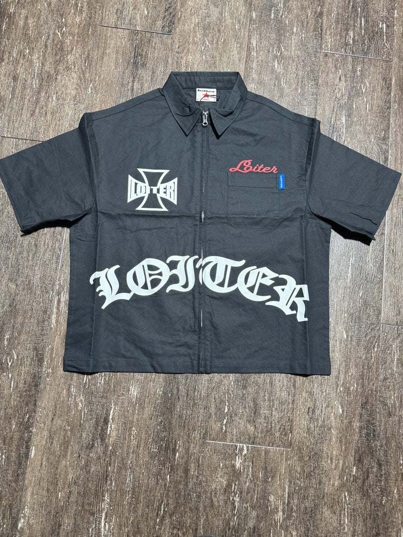 Black Loiter Zip Shirt