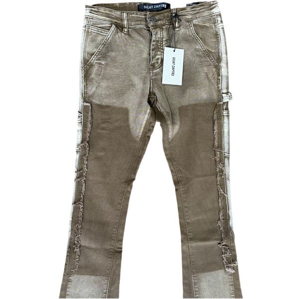 Rural Brown Stacked Carpenter Jean