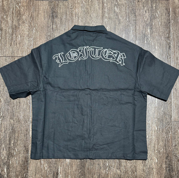 Black Loiter Zip Shirt