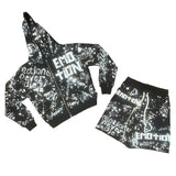 Black Graffiti Short Set