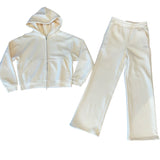 Cream Perfect Zip Up Fleece Set