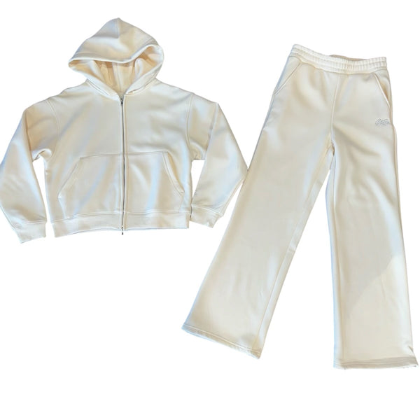 Cream Perfect Zip Up Fleece Set