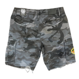 Black Patched Camo Cargo Shorts
