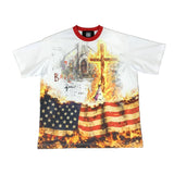 Red Collar Burning Flag Tee