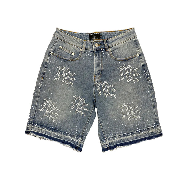 ME Rhinestone Blue Denim Shorts