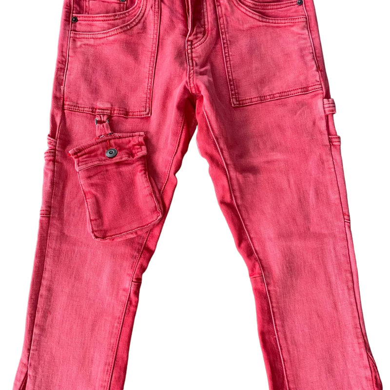 Stacked Smooth Pink Red Jean