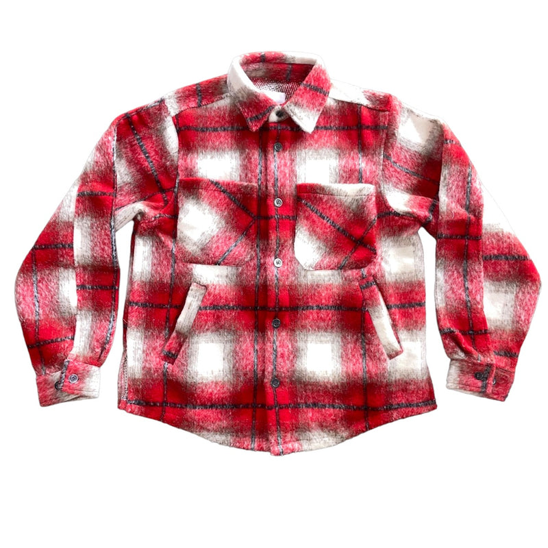 Red Slit Flannel Shirt