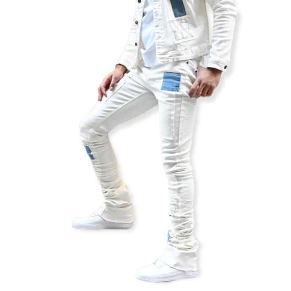 White Karl Super Stacked Jean