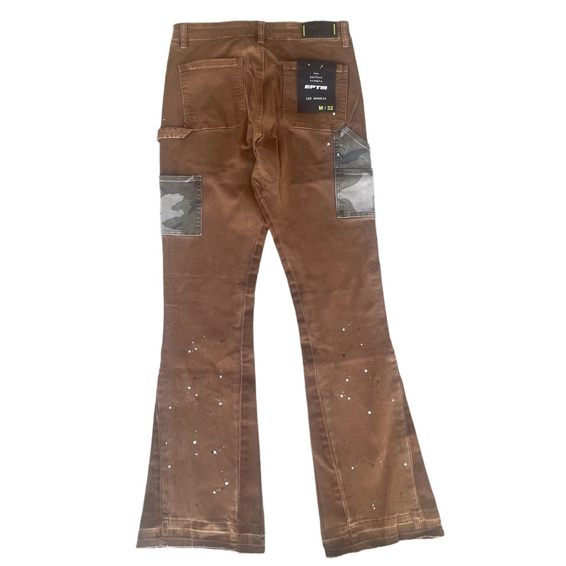 Brown Camo Pocket Flare Pants