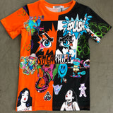 Split Orange & Black Psycho T-Shirt
