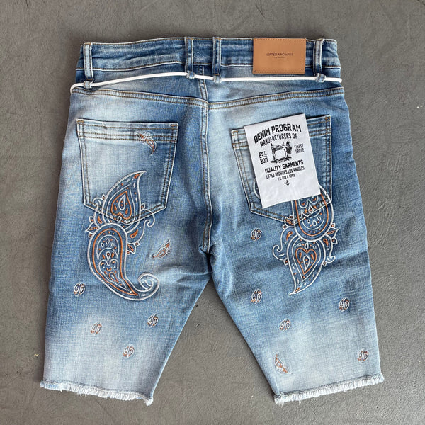 Bandana Embroidered Denim Shorts